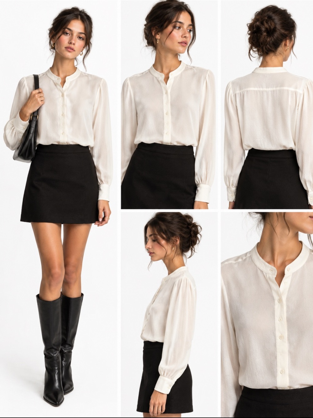 Everlane Cream Button-Up Silk Blouse